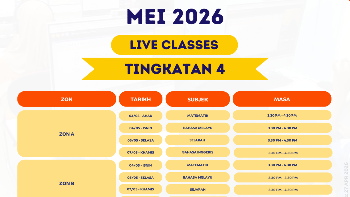 JADUAL GUIDANCE TUITION TG 4 MEI 2026